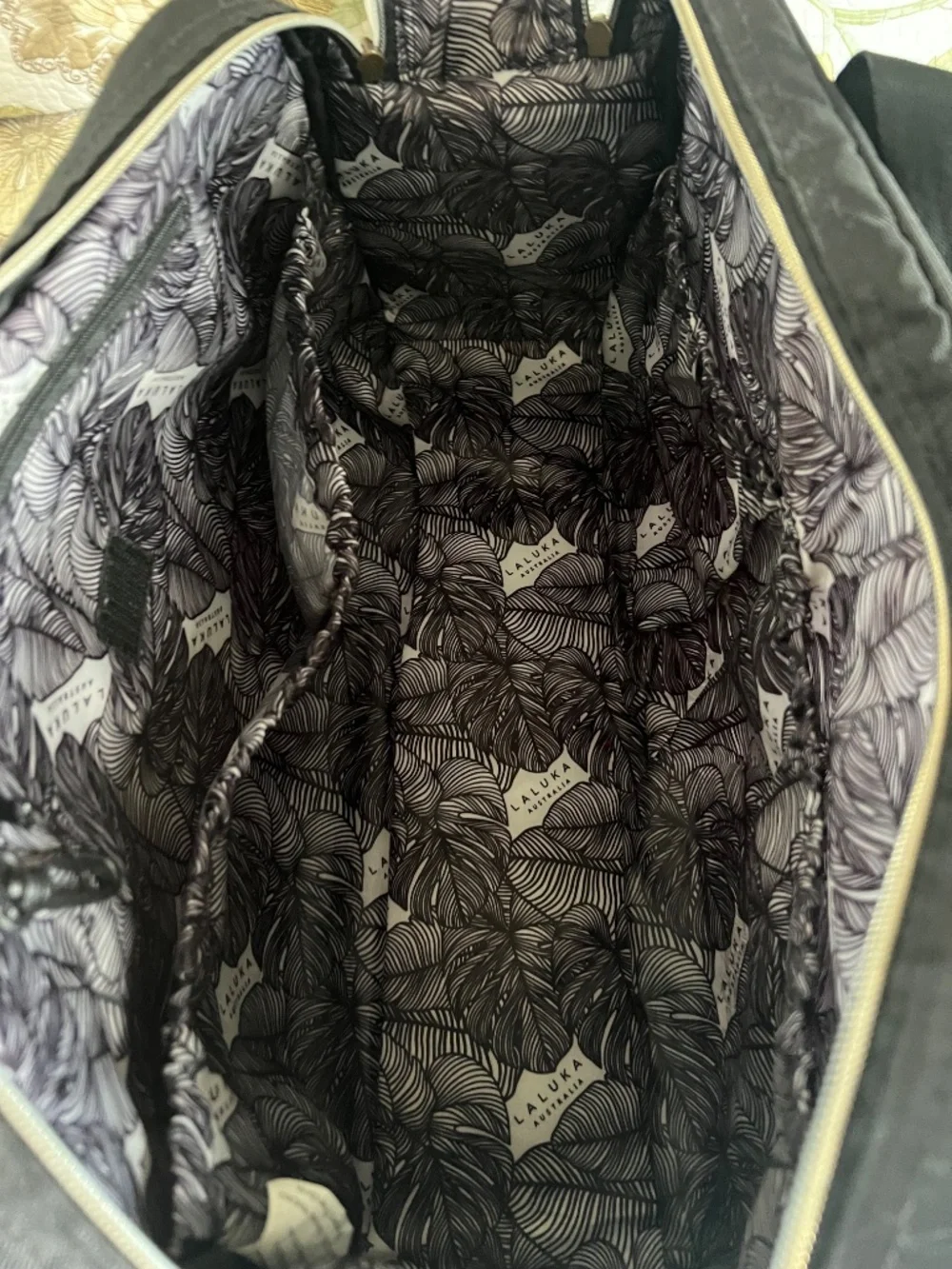 LALUKA Black Diaper Bag With Travel Bassinet Portable Baby Bed